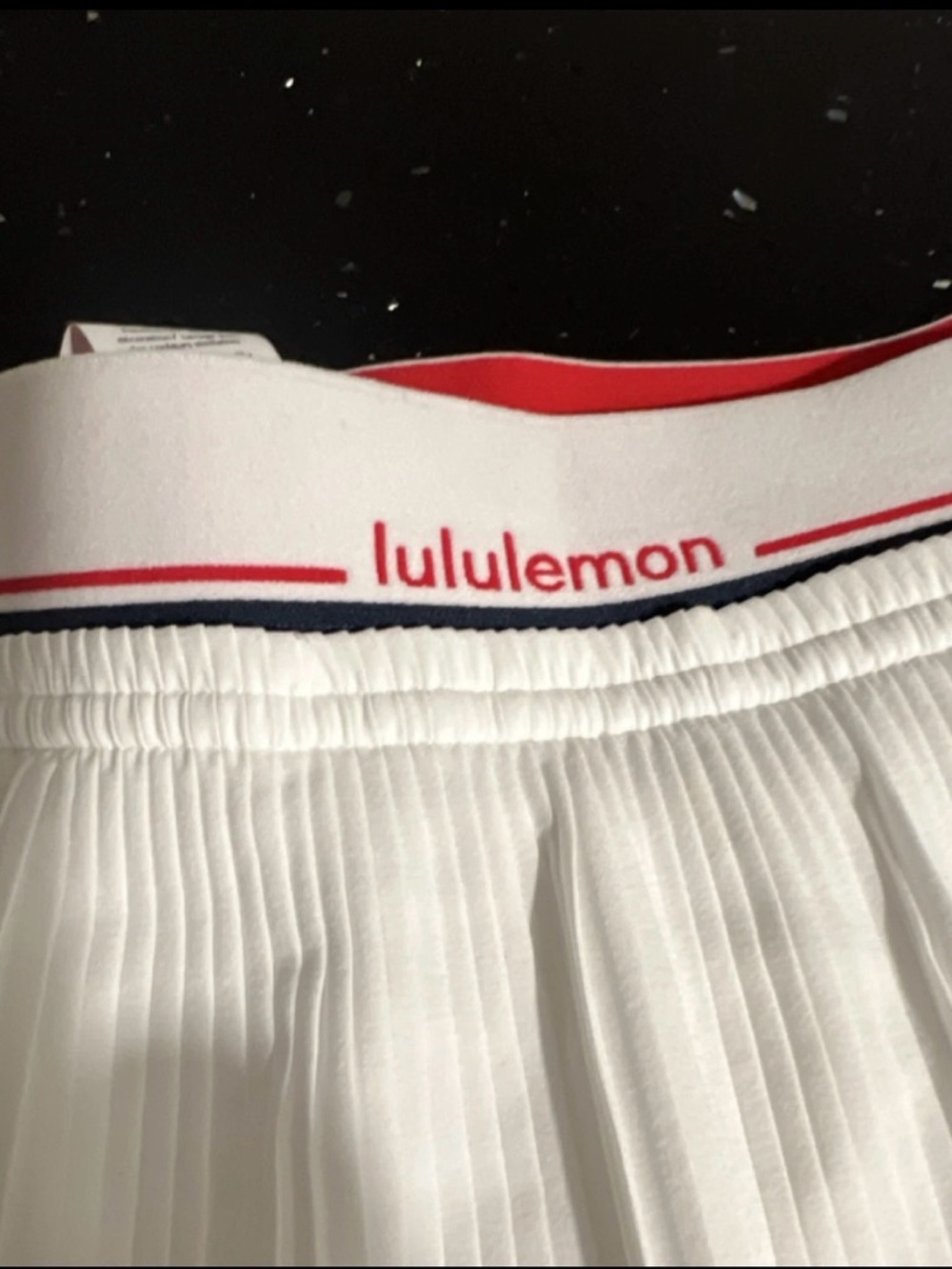 lululemon athletica White Pleated Skirt with Red Accent Waistband